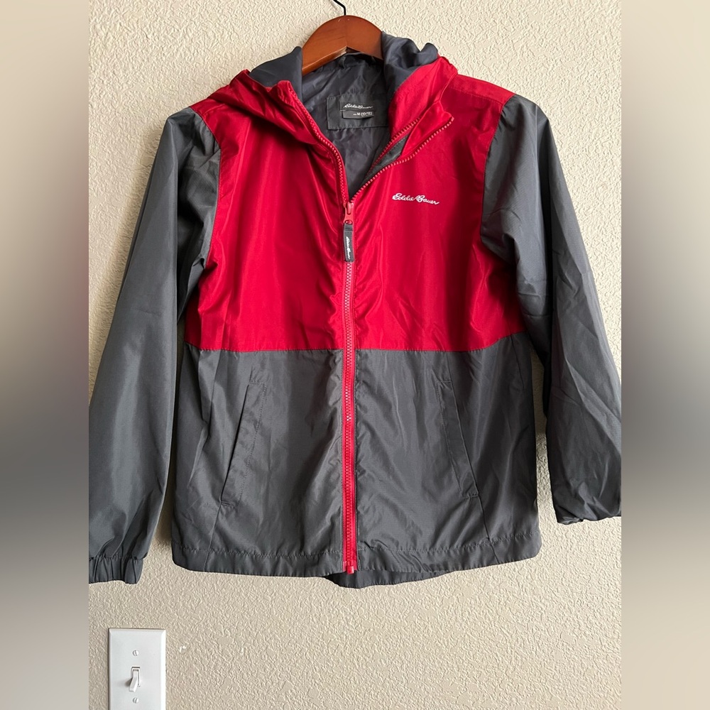 Eddie Bauer Red and Gray Hooded Jacket